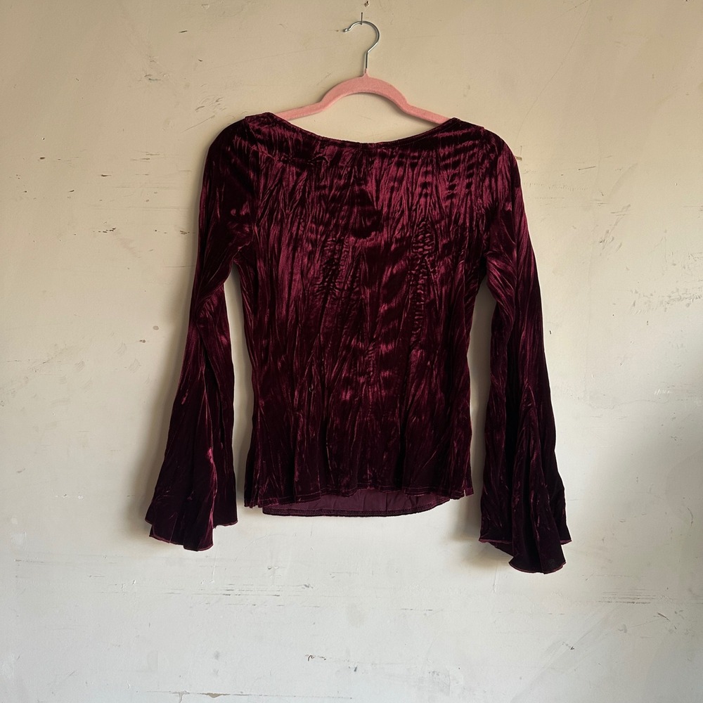 Vintage 90s y2k bell sleeve velvet top goth grunge whimisgoth - Picture 5 of 10